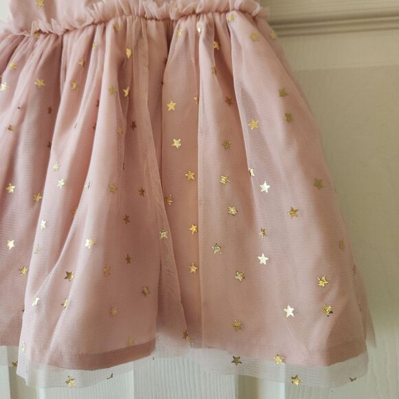 Carters Baby Girls Light Pink Tulle Dress Gold Star Print with Diaper Cover 9M - Picture 3 of 10